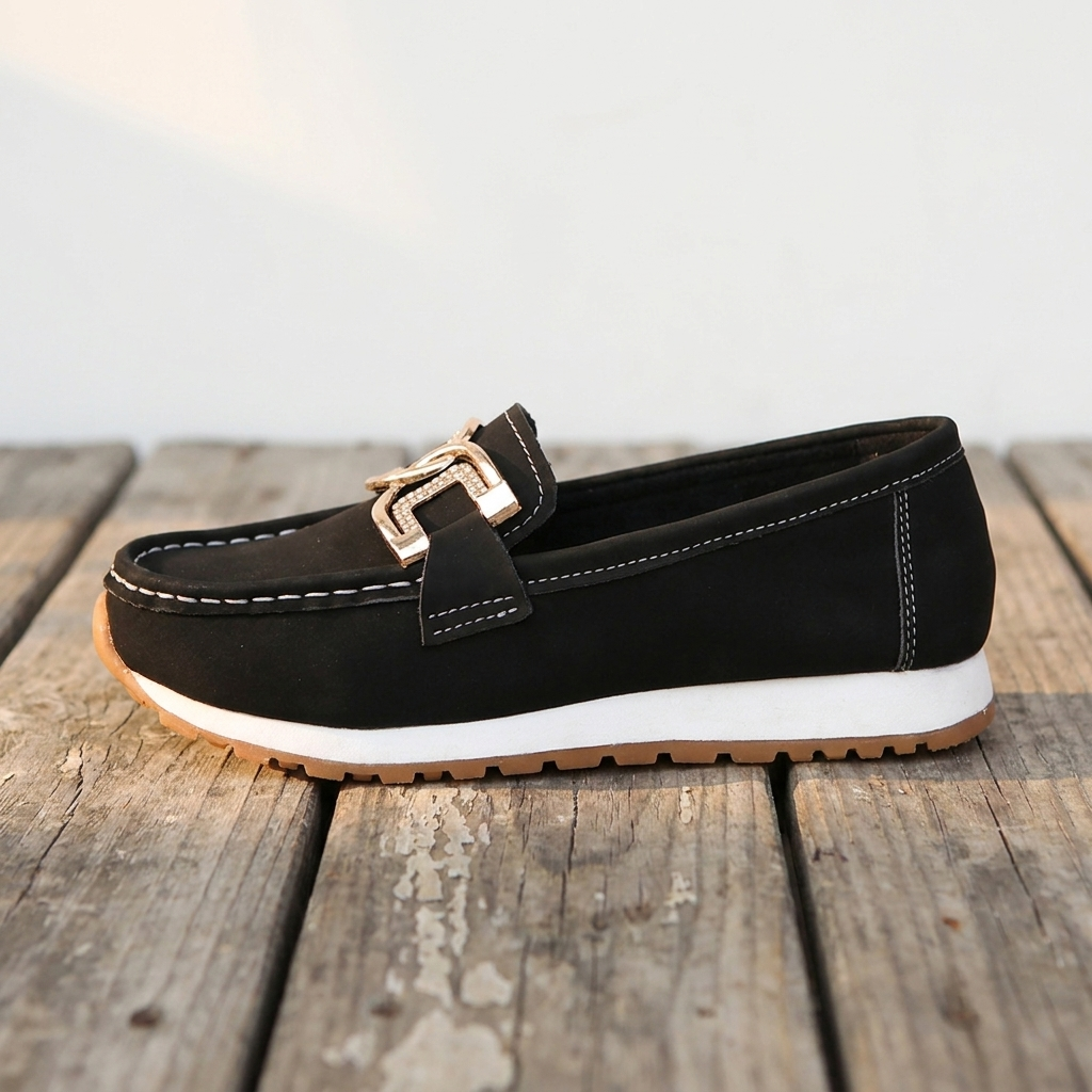 Emma - Chic Diamond Buckle Loafers